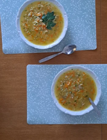 zupa z kurczakiem, warzywami i ryżem