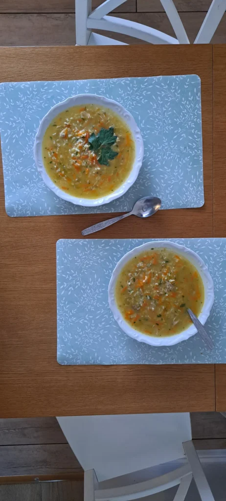 zupa z kurczakiem, warzywami i ryżem